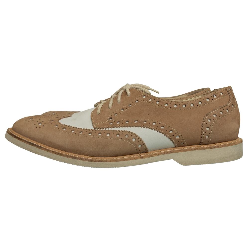 Womens Halogen Lindy Suede Leather Wingtip Oxfords Tan Cream Spectator Shoes